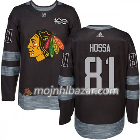 Dresovi Chicago Blackhawks Marian Hossa 81 1917-2017 100th Anniversary Adidas Crna Authentic - Muške